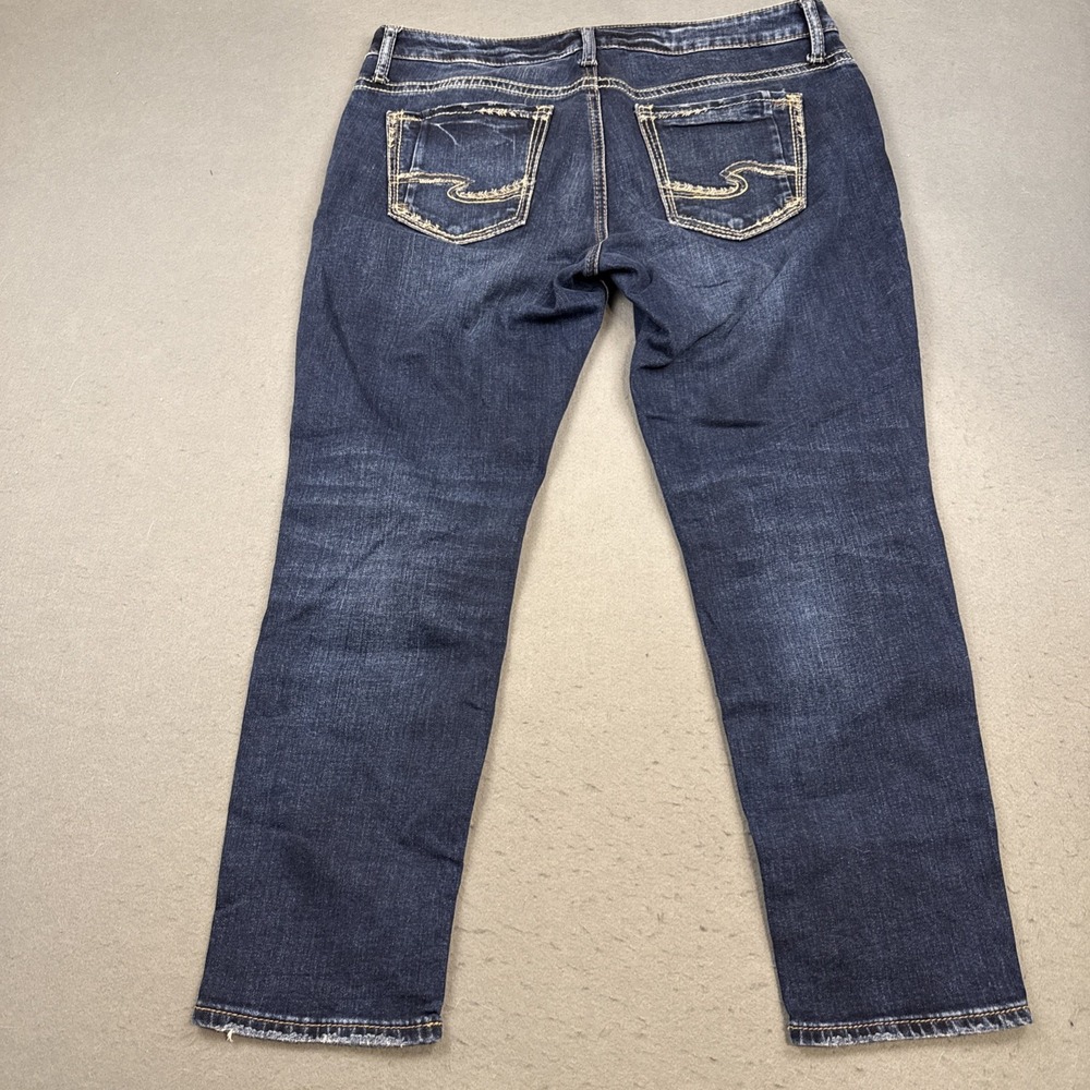 Women's Silver boyfriend Jeans Co W31/L25 straight dark wash whiskering - Picture 2 of 10